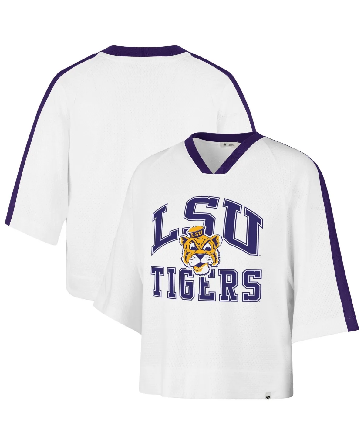 Lsu Tigers Big Overarch Drop Needle Raglan V-Neck T-Shirt by 47 Brand