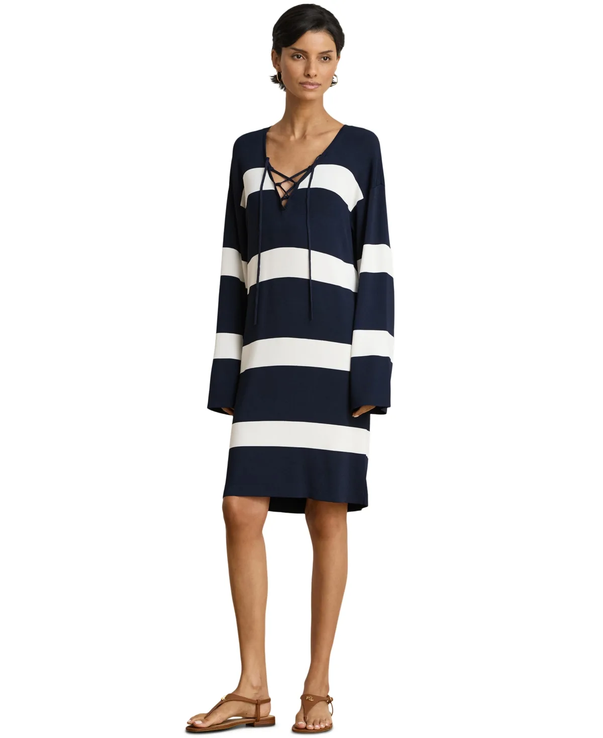 Lauren Ralph Lauren Striped Lace-Up Sweater Dress by Ralph Lauren