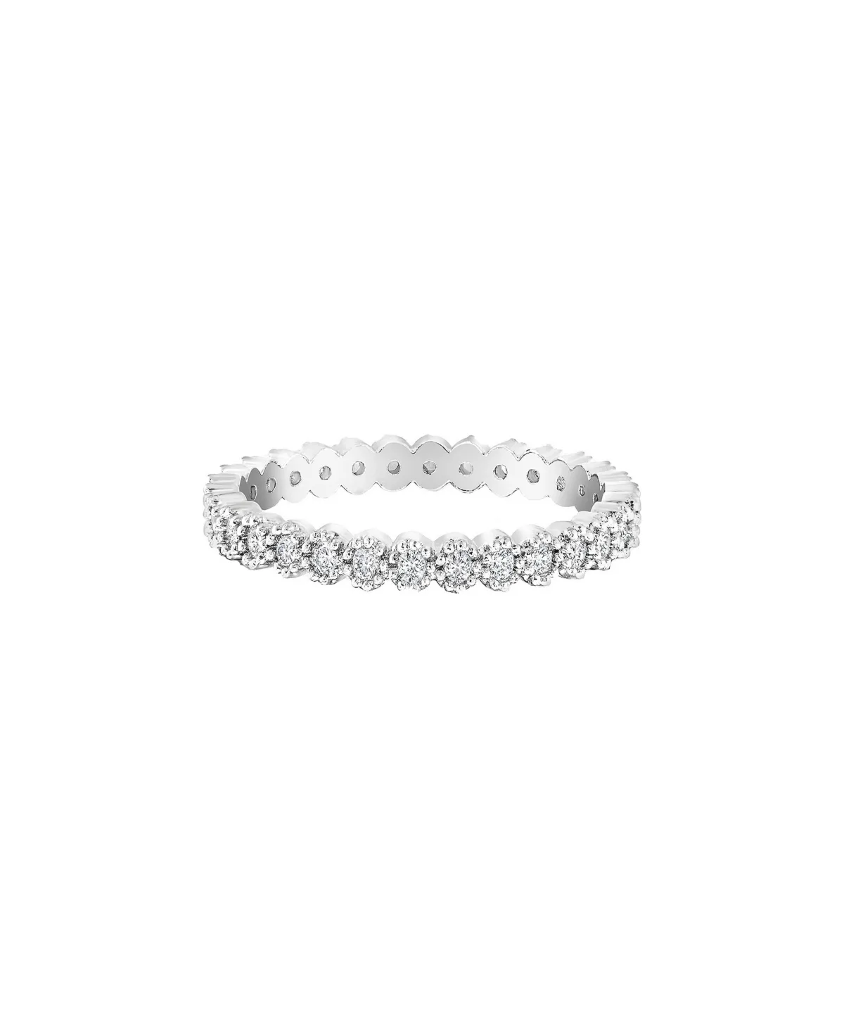 Cubic Zirconia Silver-Tone Celeste Dainty Stackable Tennis Band Ring by Bearfruit Jewelry