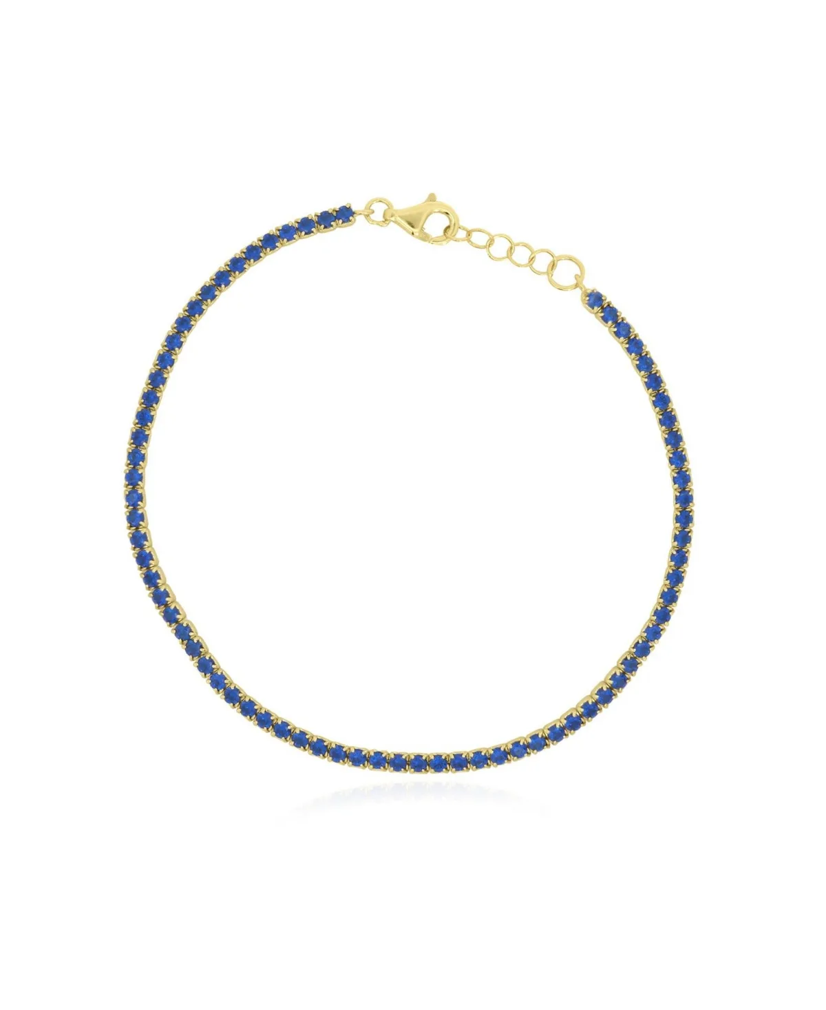 Thin Dark Blue Cubic Zirconia Adjustable Tennis Bracelet with Lobster Clasp by The Lovery