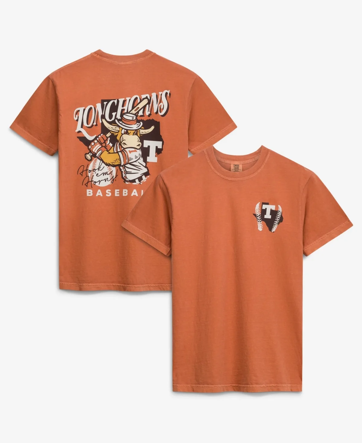 Texas Longhorns Drawn Mascot Baseball T-Shirt by Image One