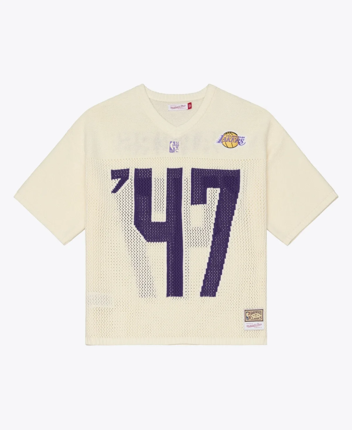 Los Angeles Lakers Hardwood Classics Retro Roots Short-Sleeve Sweater Jersey by Mitchell & Ness