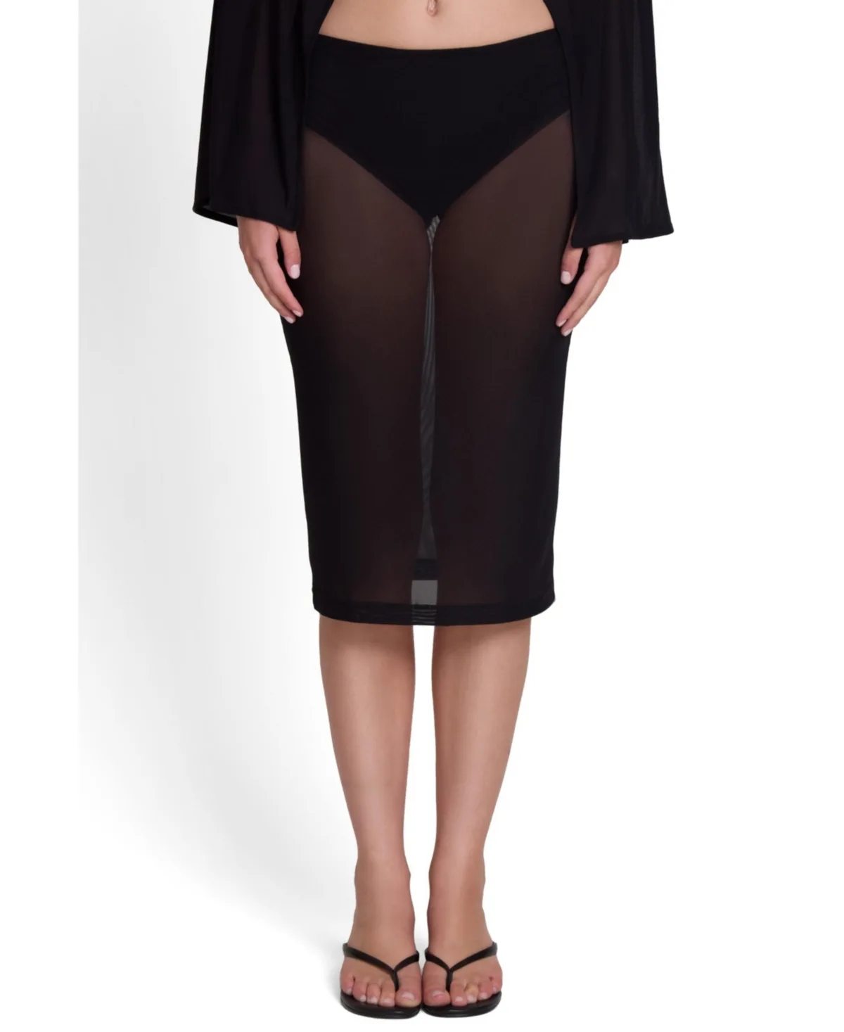 Vesper Sheer Mesh Knee Length Skirt by Leau