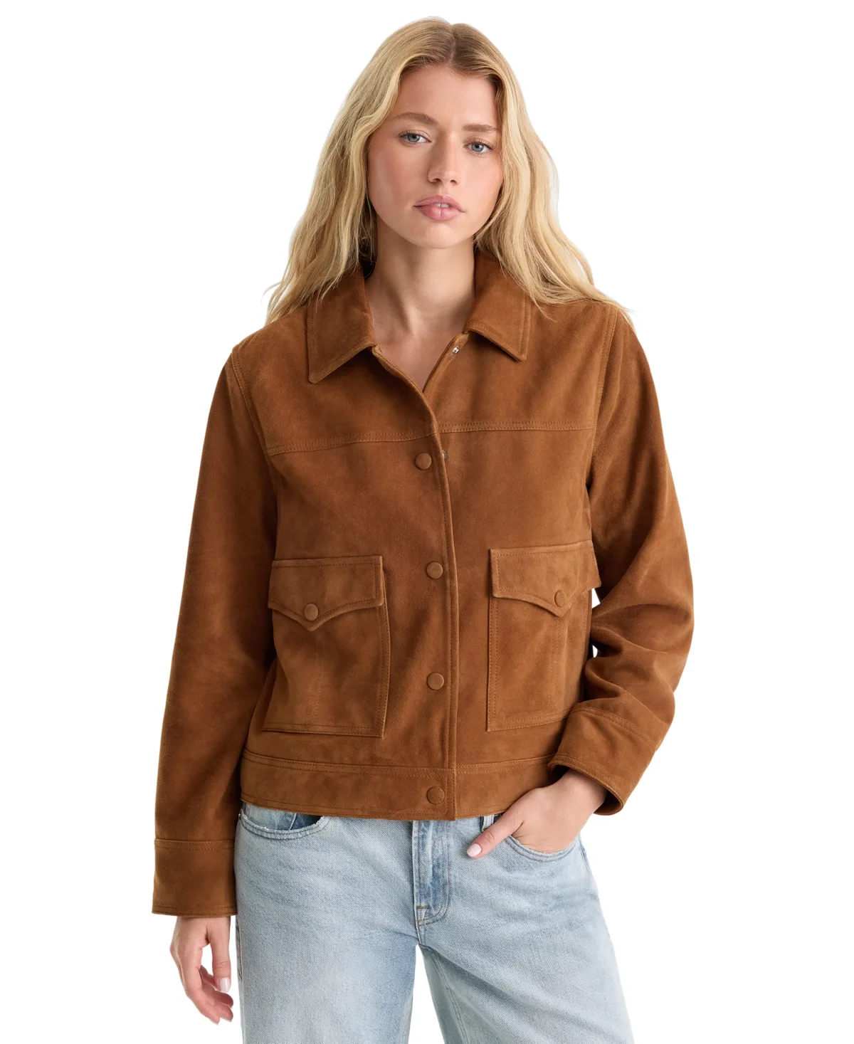 Collared Suede Jacket by GOOD AMERICAN