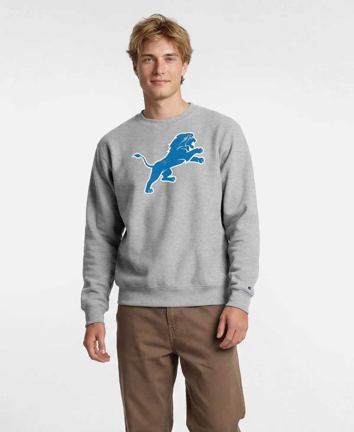 Champion Disney x Heather Gray Detroit Lions Simba Power Blend Sweatshirt by Champion