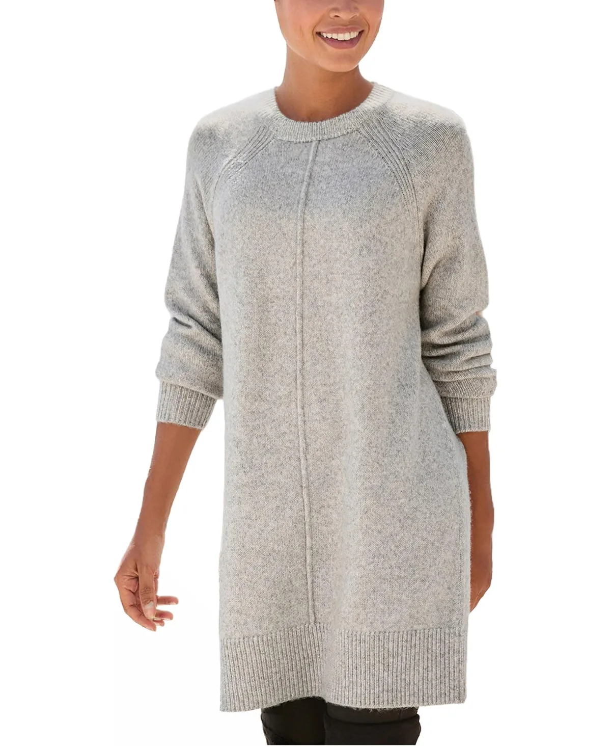 Tunic-Length Raglan-Sleeve Oversized Crewneck Sweater by Lascana