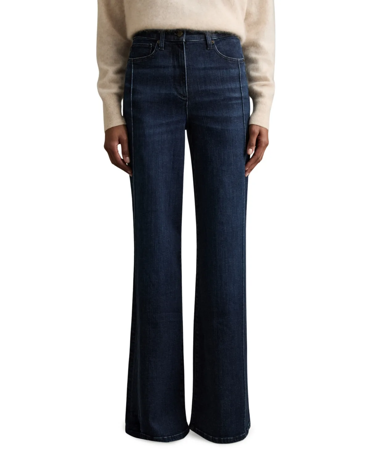 Heather Dark-Rinse Mid-Rise Wide-Leg Jeans by Reiss