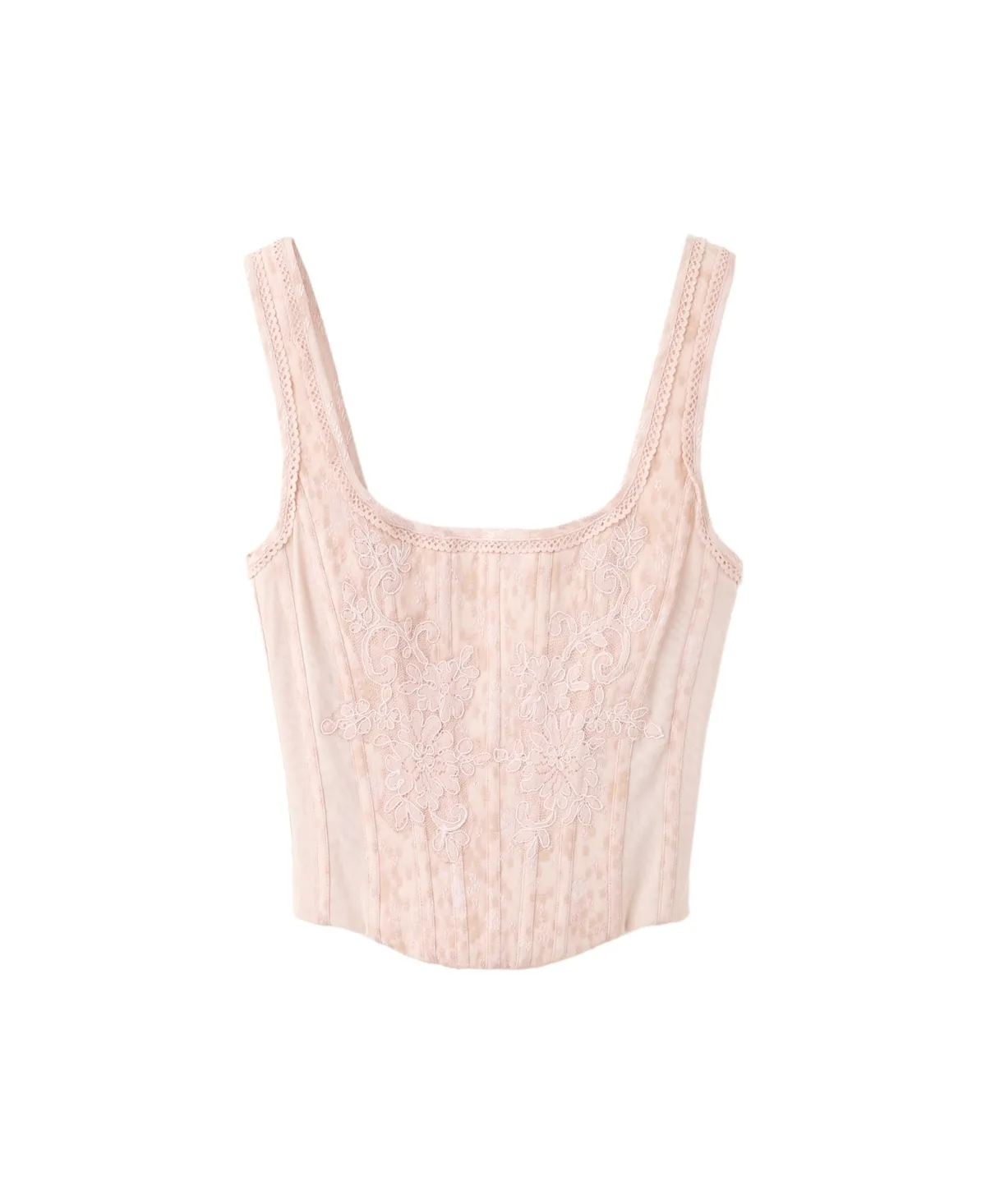 Square Neck Cropped Corset Top by Mango