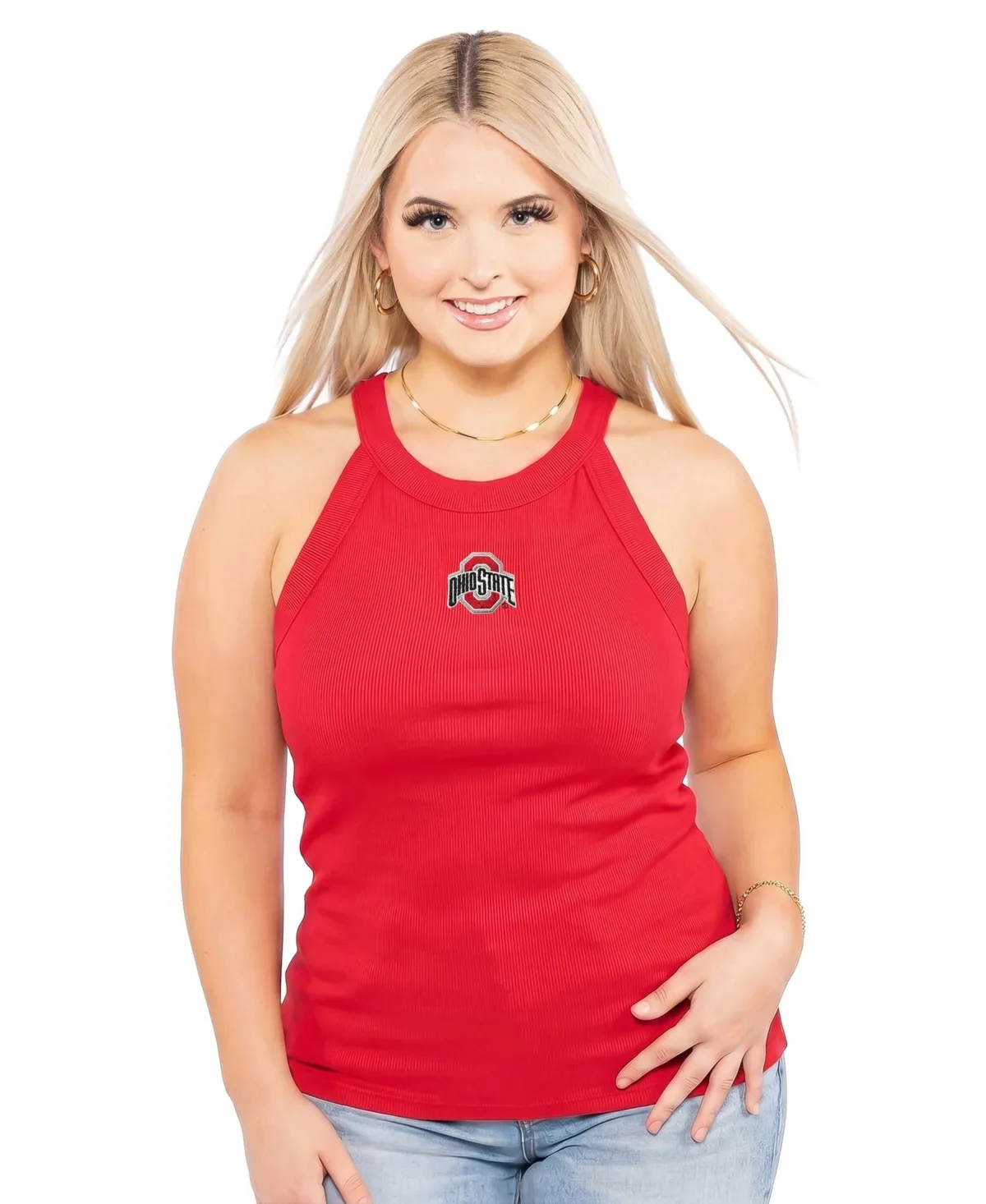 Ohio State Buckeyes Tri-Blend Racerback Ribbed Tank Top by Zoozatz