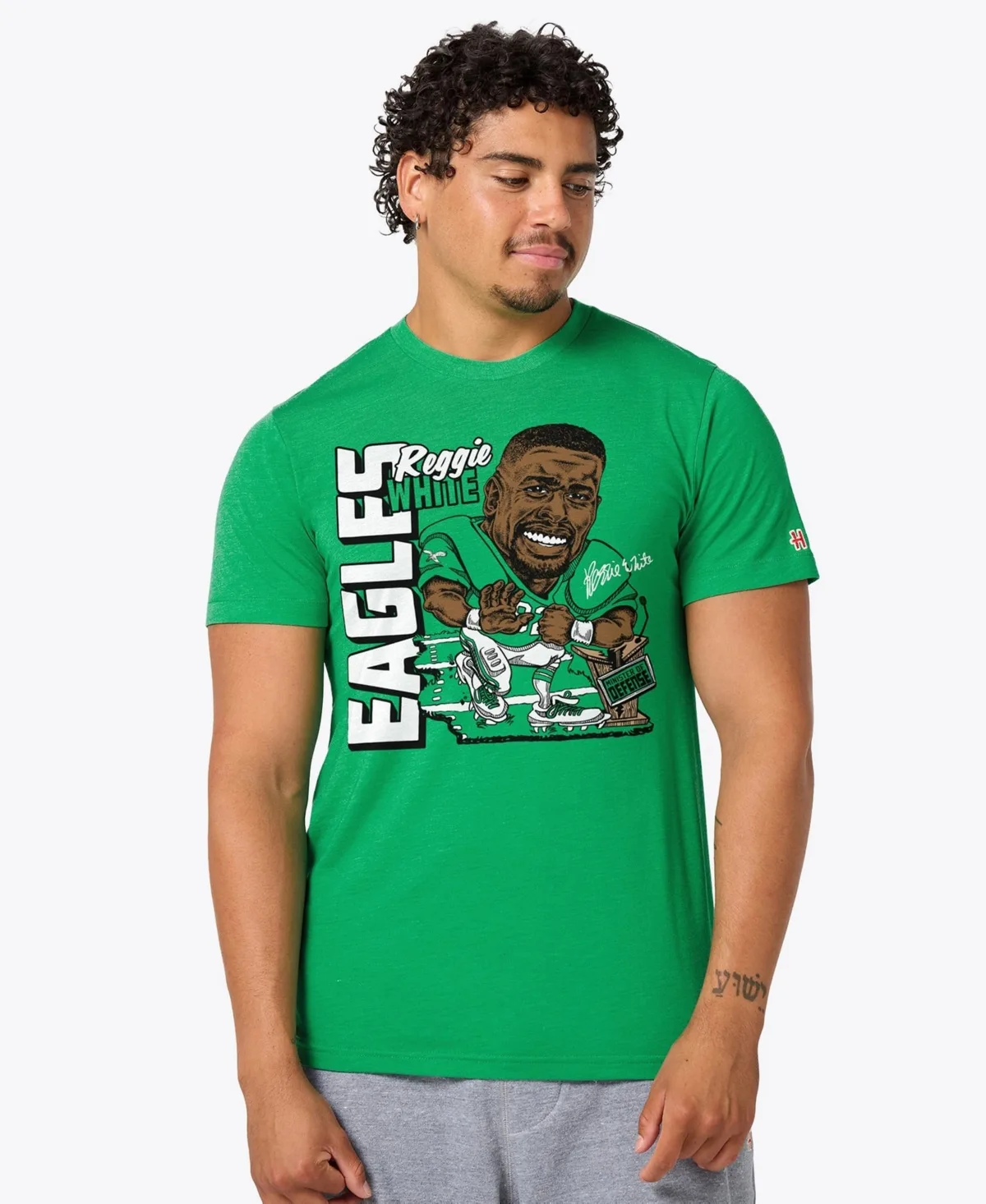 Reggie White Philadelphia Eagles Caricature Player Graphic Tri-Blend T-Shirt by Homage