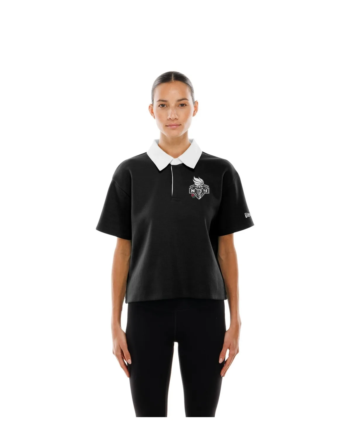 New York Liberty Throwback Boxy Cropped Polo Shirt by New Era