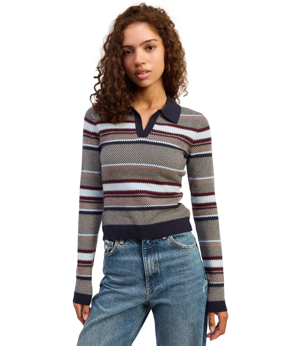 Montgomery Long Sleeve V-Neck Polo by En Saison