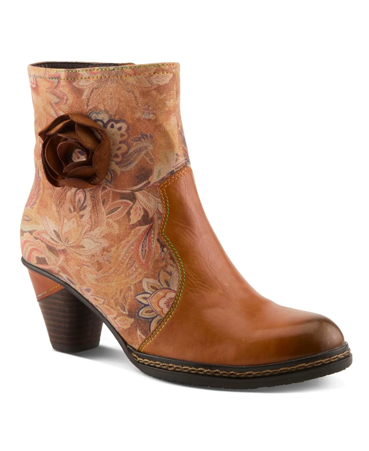 Spring Step Naima Heeled Booties with Leather Upper by Lartiste