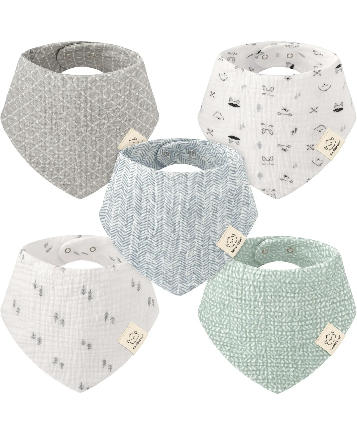 Lyra Muslin Bandana Bibs, 100% Cotton by Keababies