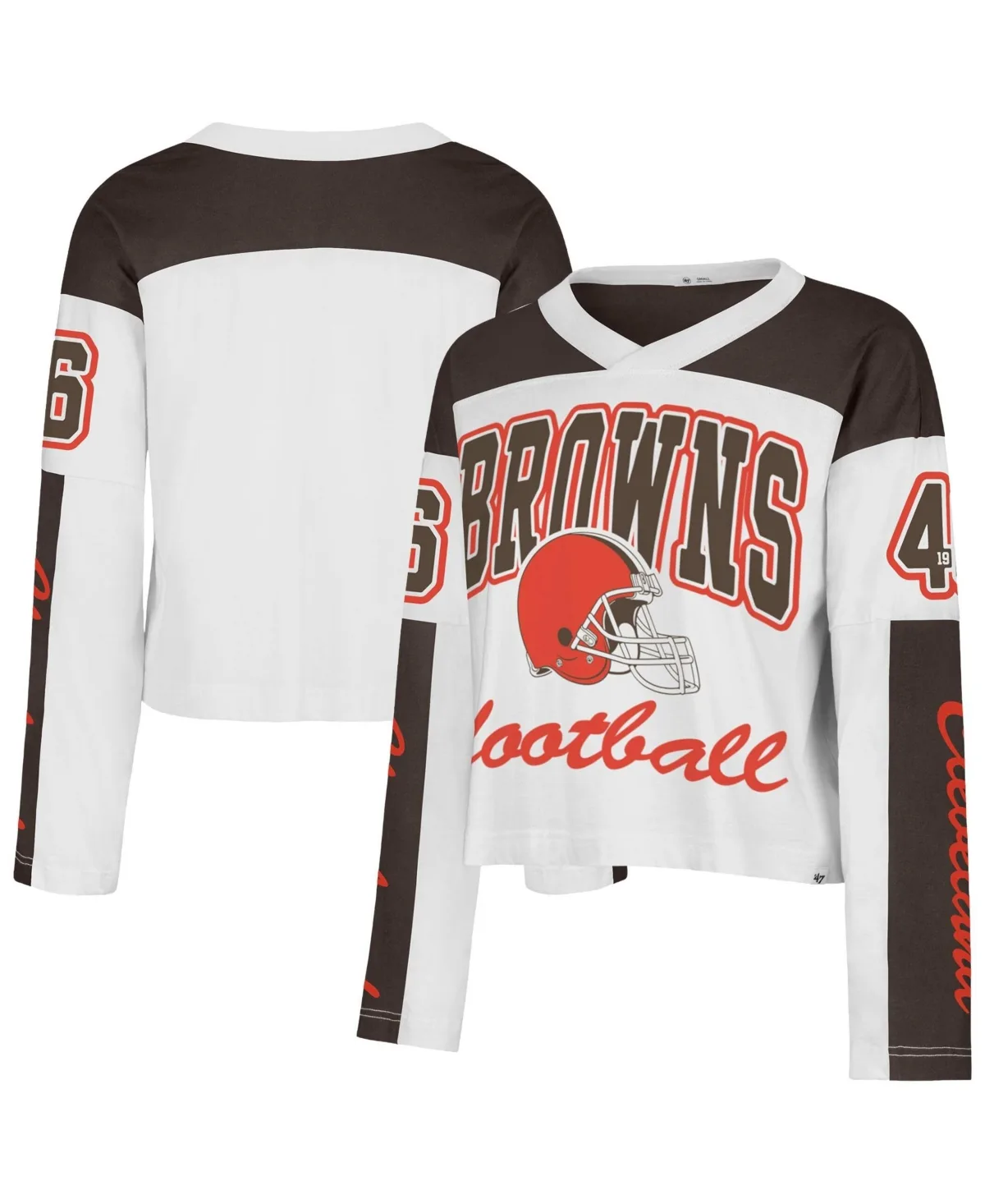 Cleveland Browns Exclamation Metro V-Neck Long-Sleeve Jersey by 47 Brand