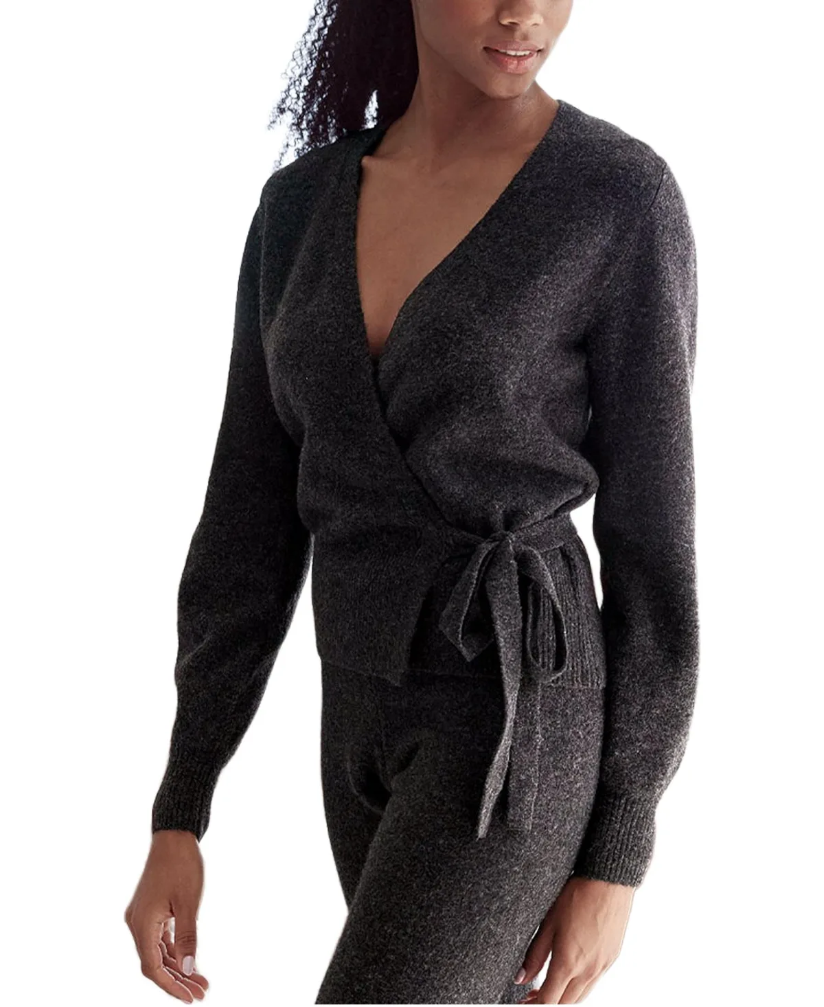 Wrap Crossover V-Neck Side-Tie Sweater by Lascana