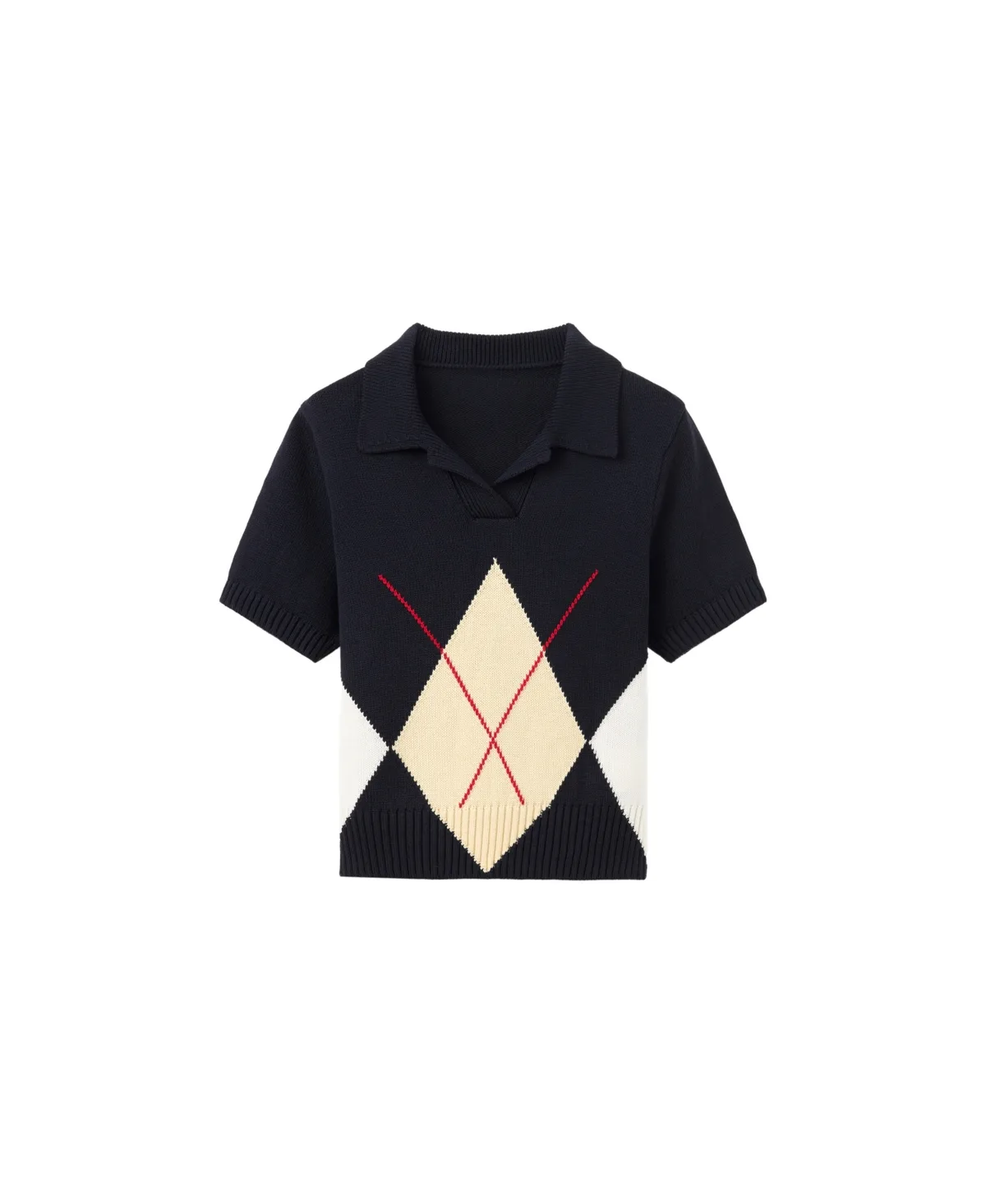 Argyle Polo Neck Sweater by Mango