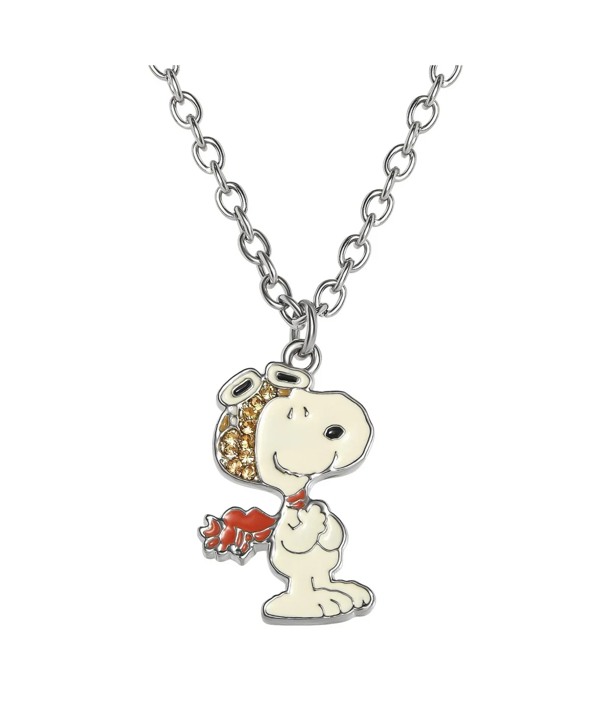 Silver-Tone Crystal Flying Ace Necklace by Peanuts
