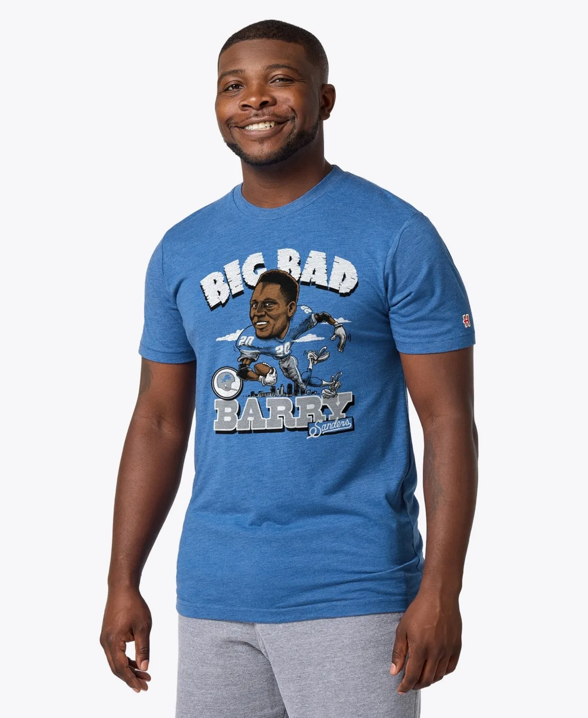 Barry Sanders Detroit Lions Caricature Player Graphic Tri-Blend T-Shirt by Homage