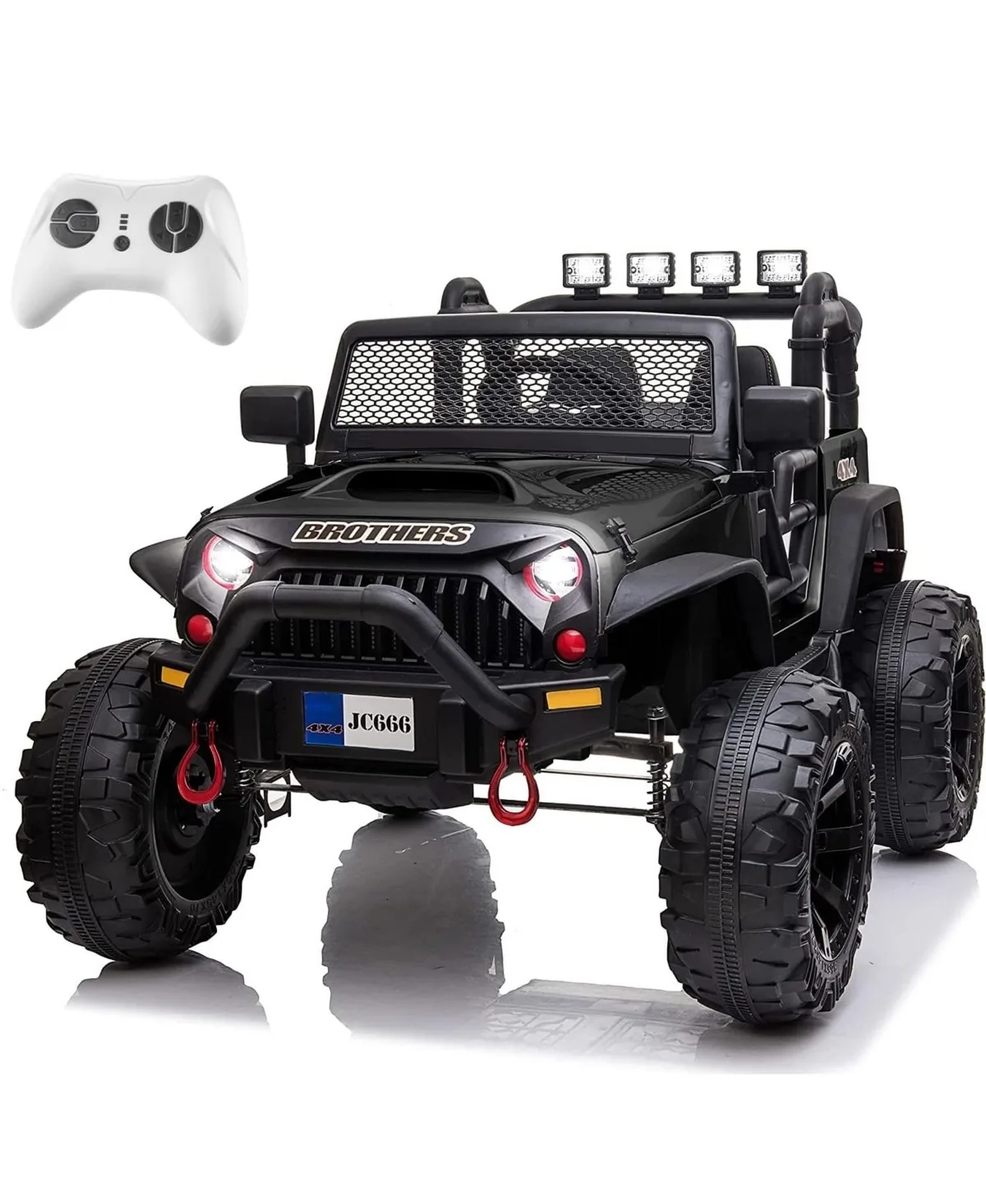 Happy Jump Remote Control Lights and Sound Effects 2-Seater Ride-On Truck, Ages 1-8 Years by Sevorley