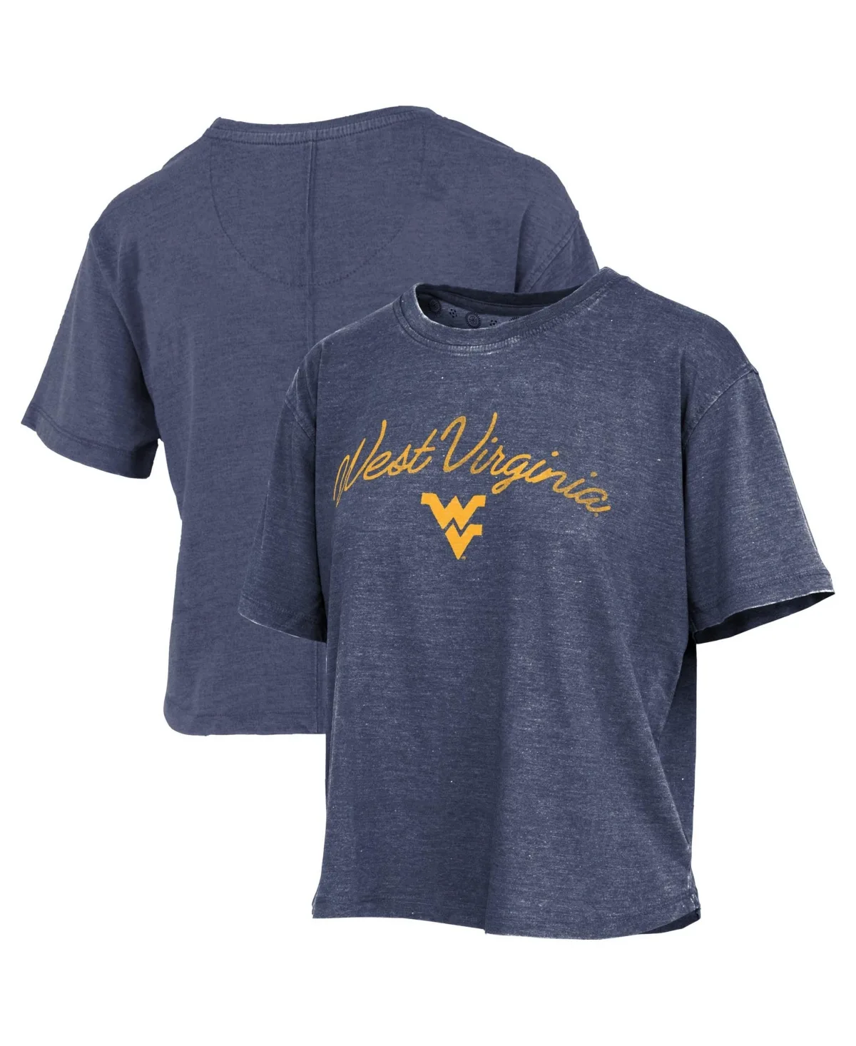 West Virginia Mountaineers Vintage Waist Length Script Over Logo T-Shirt by Pressbox