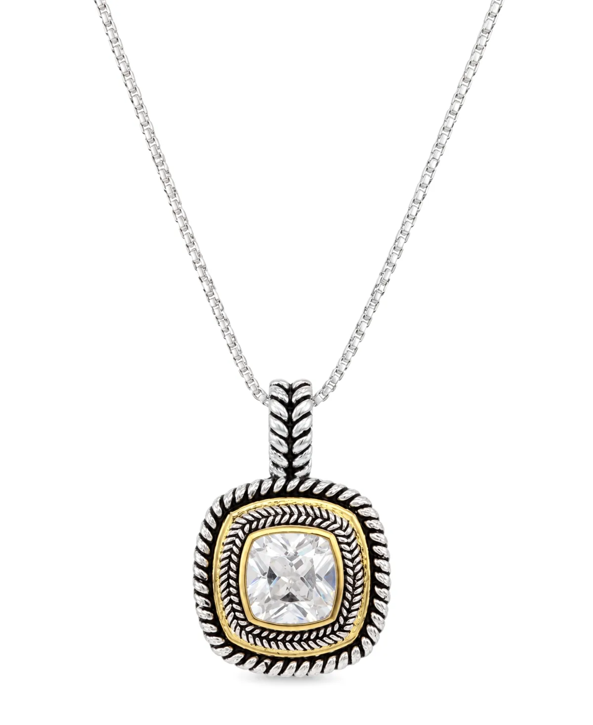 Cubic Zirconia Two-Tone Pendant Necklace by And Now This