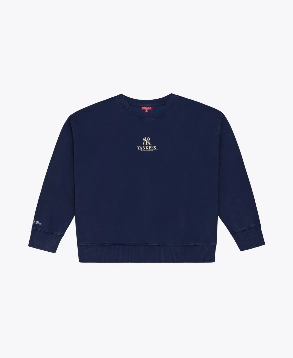 New York Yankees Core Essentials Micro Logo Fleece Sweatshirt by Mitchell & Ness