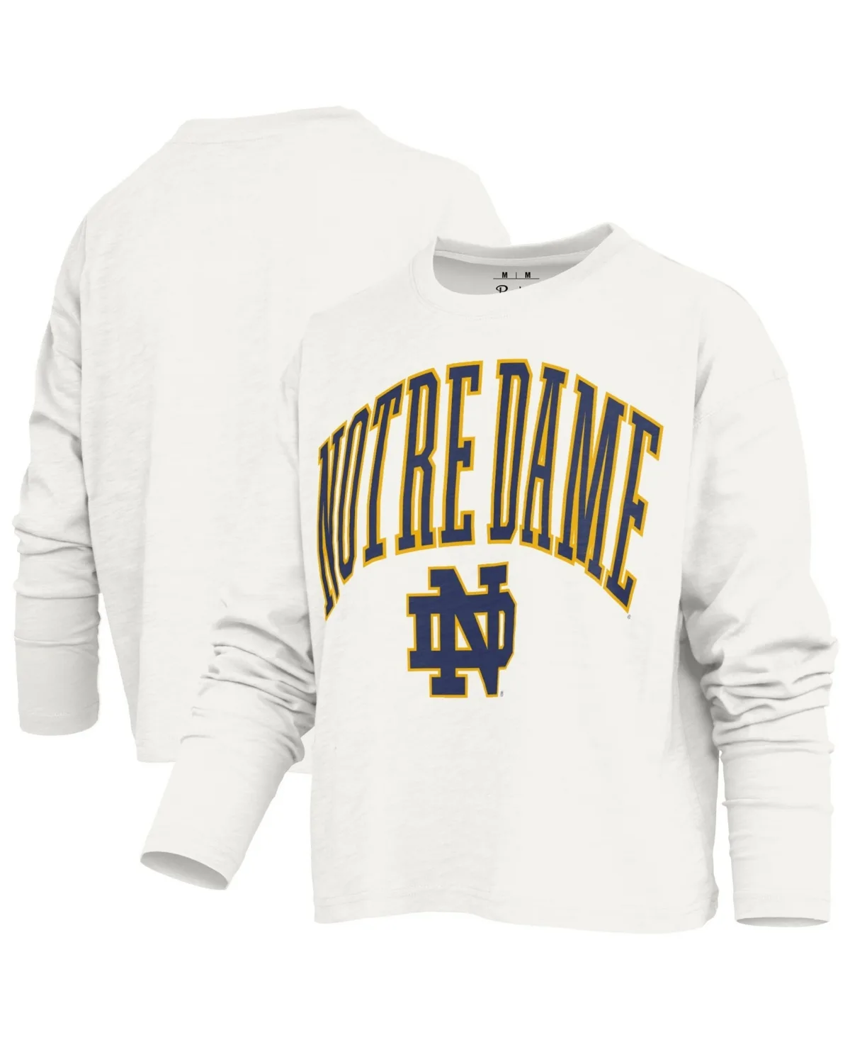 Notre Dame Fighting Irish Motley Long-Sleeve Boxy Waist-Length T-Shirt by Pressbox