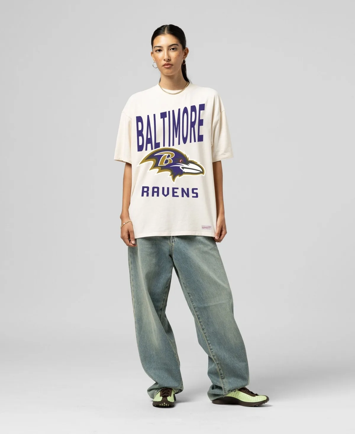 Baltimore Ravens Logo Rise Boyfriend T-Shirt by Mitchell & Ness