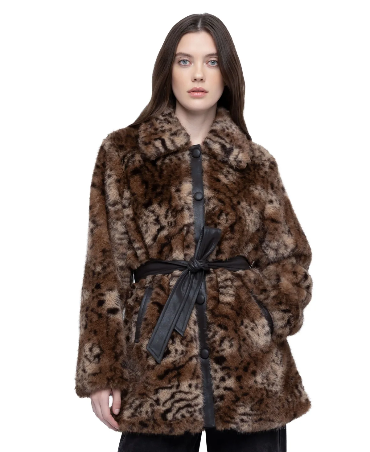 Concrete Jungle Faux Fur Leopard-Print Mid-Length Coat by Blank