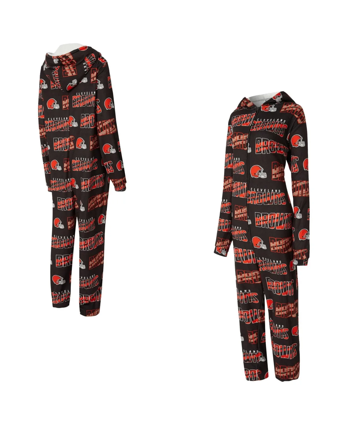 Cleveland Browns Roadway Allover Print Microfleece Full-Zip Union Suit by Concepts Sport