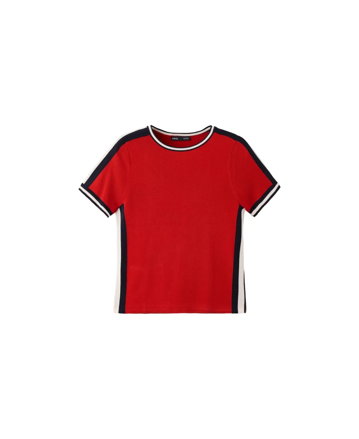 Crewneck Short-Sleeve Contrasting-Stripes Sweater by Mango