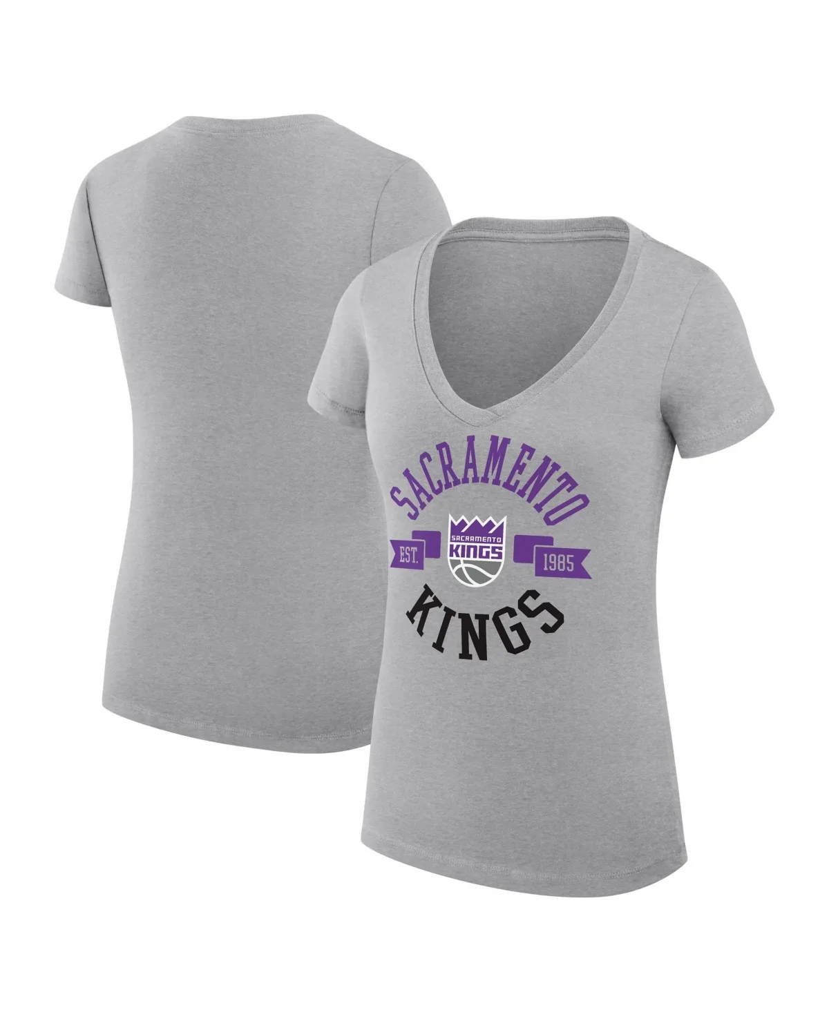 Sacramento Kings Super-Slim Fit Lightweight Large City Logo V-Neck T-Shirt by G-III