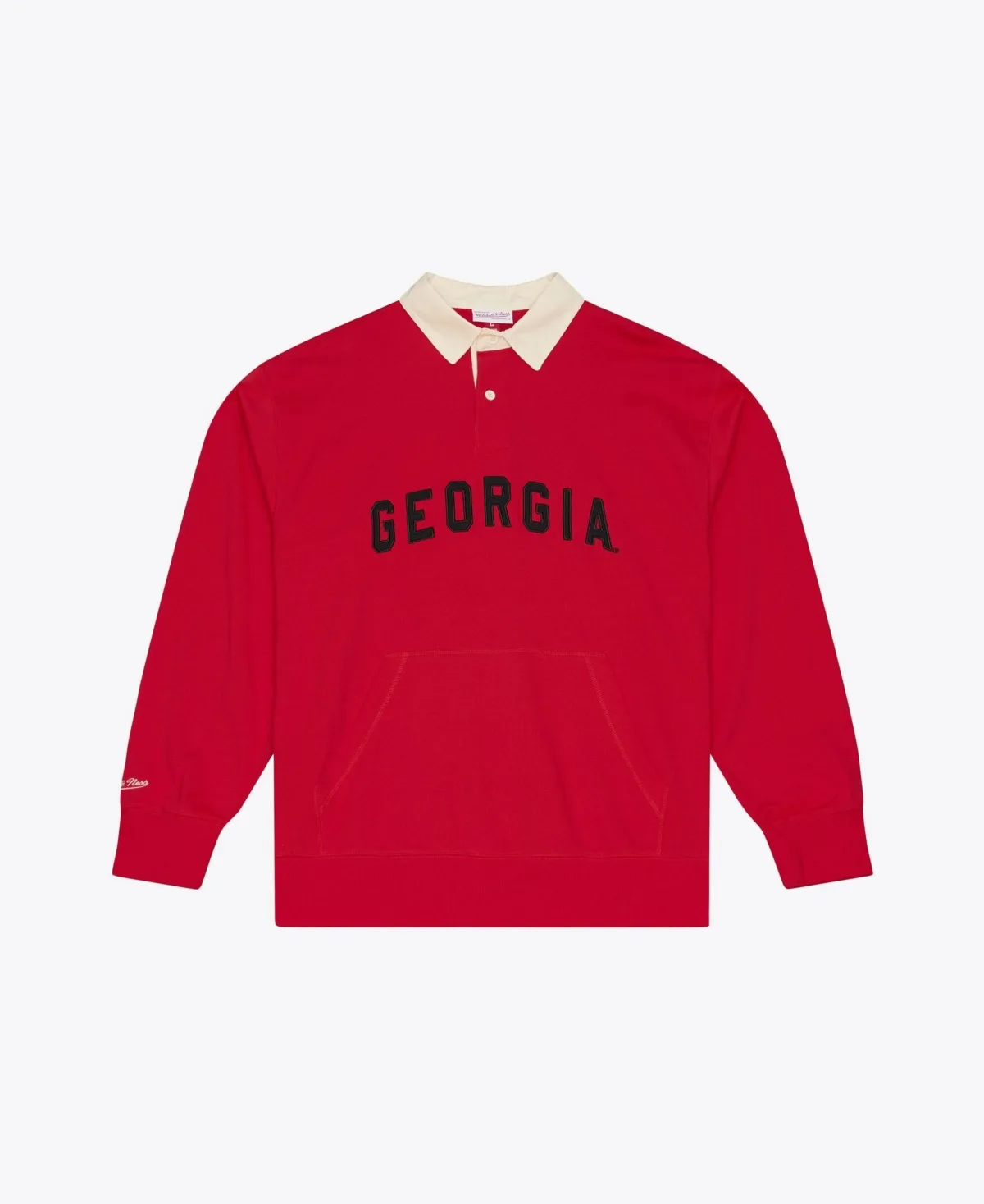 Georgia Bulldogs Retro Roots French Terry Long-Sleeve Polo Shirt by Mitchell & Ness