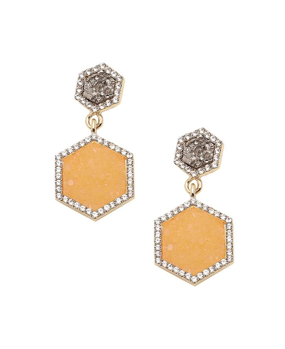 Glass Stone Geometric Drop Earrings by Sohi
