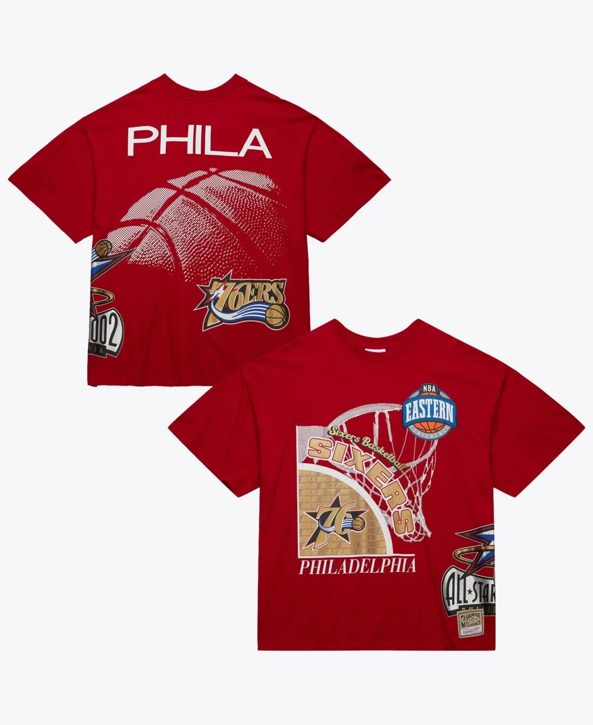 Philadelphia 76ers Hardwood Classics Logo Blast Crewneck T-Shirt by Mitchell & Ness