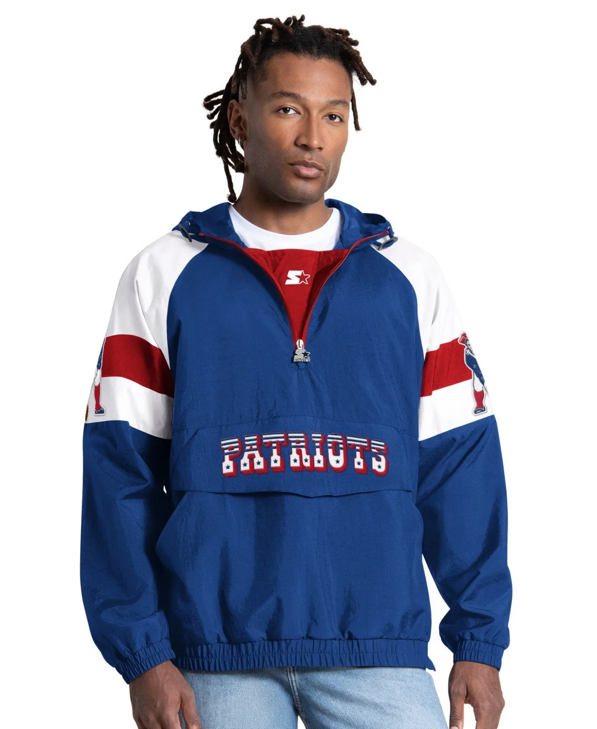 New England Patriots Street Cut Retro Logo Half-Zip Jacket by Starter