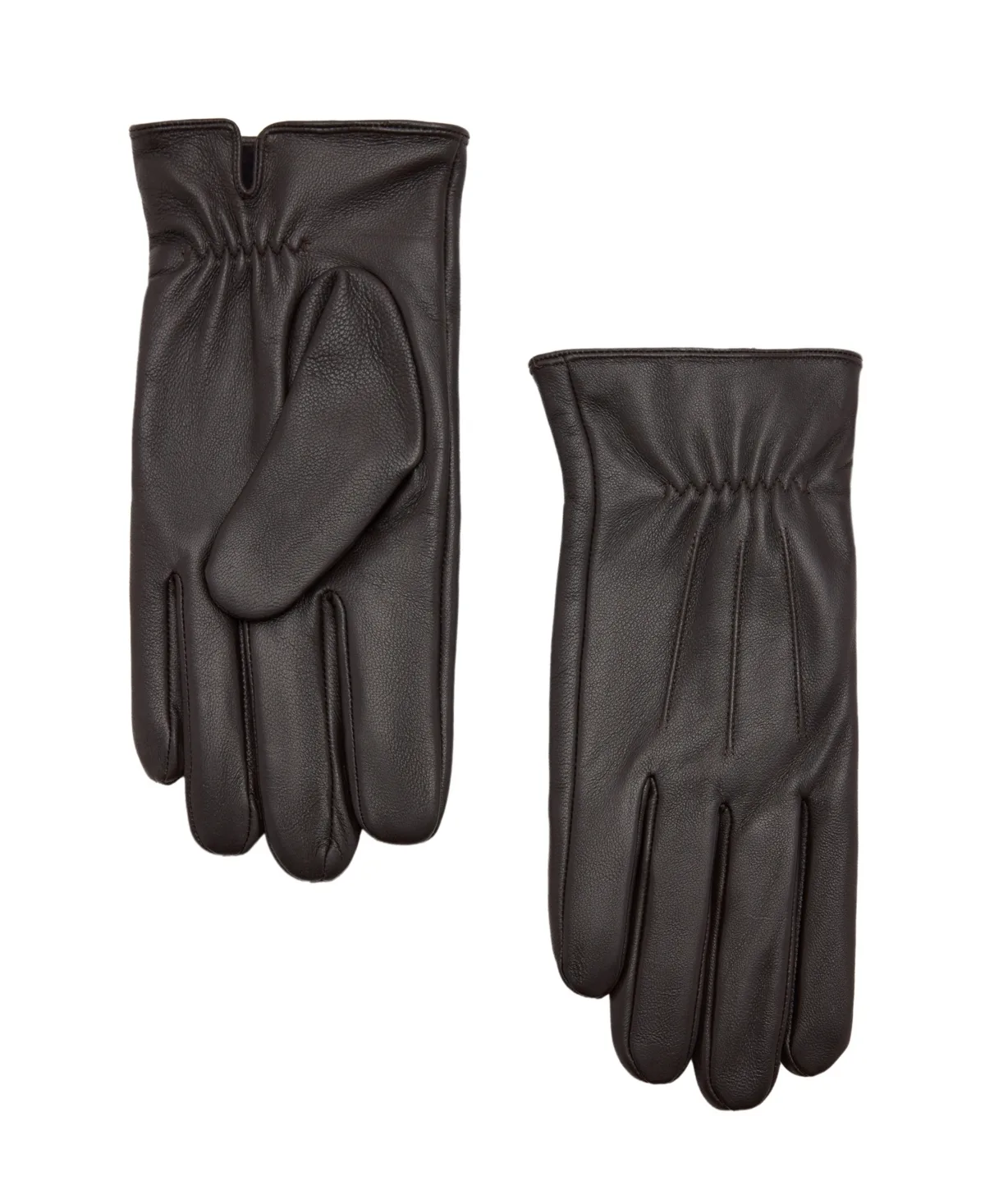 Leather Elastic Gathered Winter Gloves by Mango