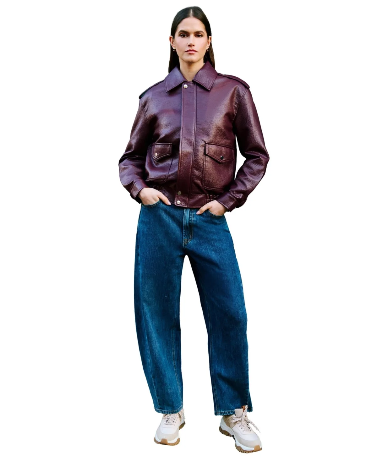 Faux Leather Bomber Jacket by Yumi