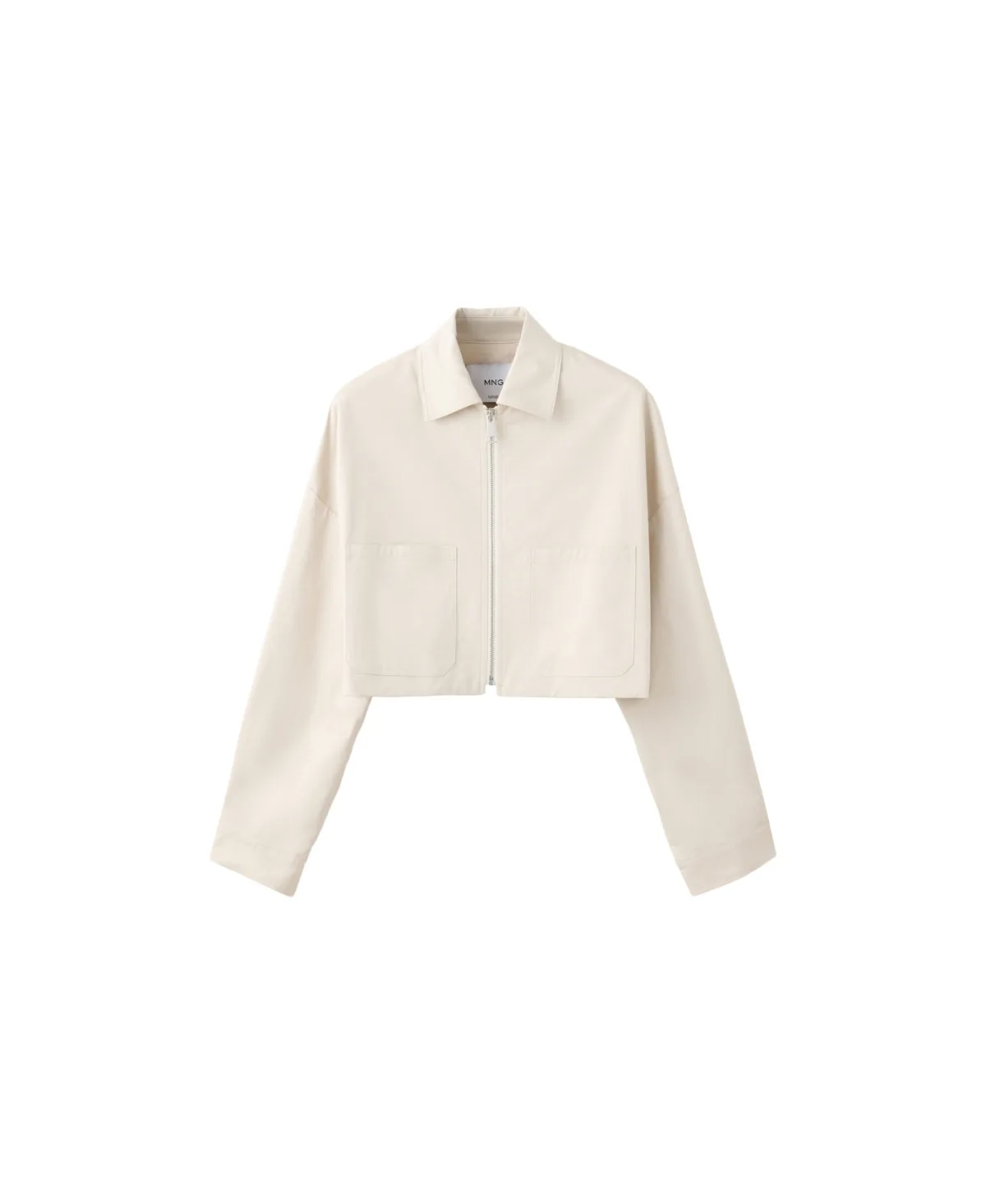 Cropped Cotton-Blend Zipper Jacket by Mango