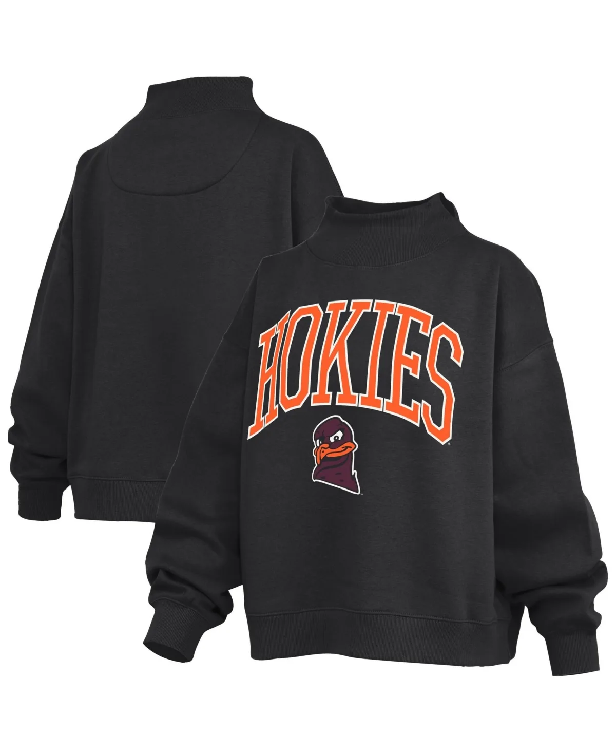 Virginia Tech Hokies Oversized Slogan Fleece Mock Neck Sweatshirt by Pressbox
