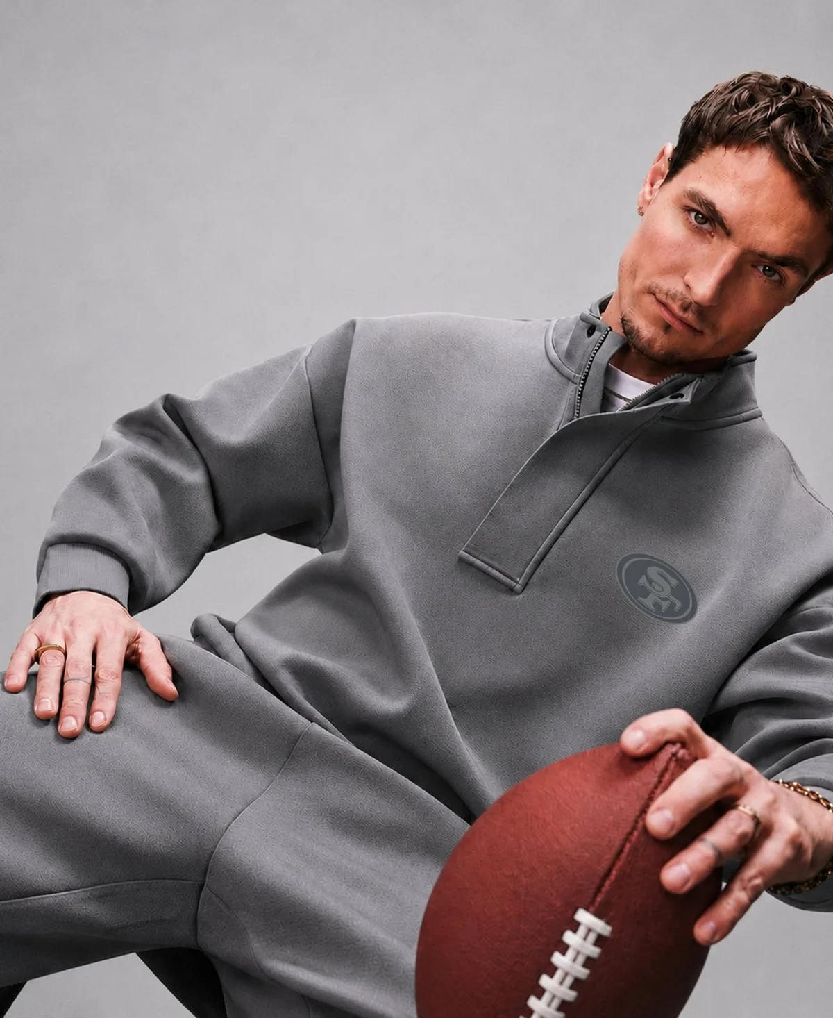 San Francisco 49ers Core Logo Luxe Stein 1/4 Zip Pullover by Levelwear