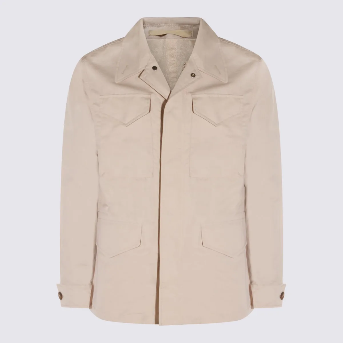 Beige Cotton Casual Jacket