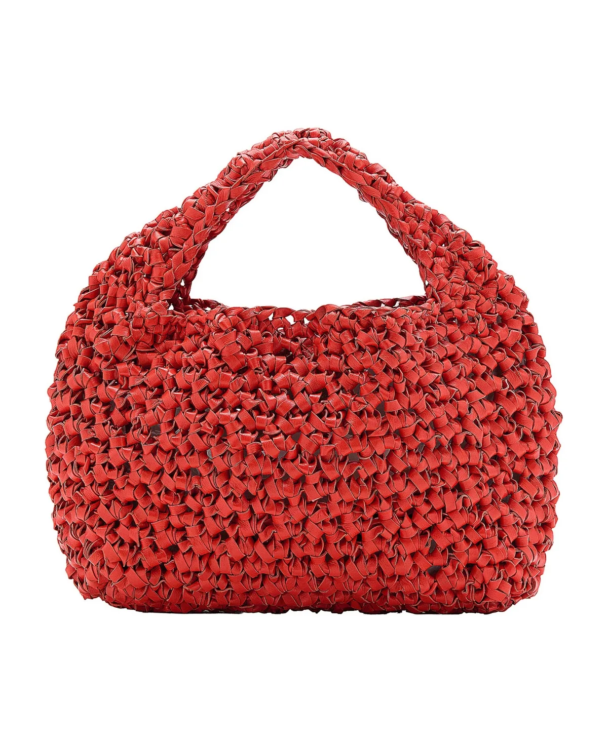 Handmade Woven Leather Top Handle Tote by Mango