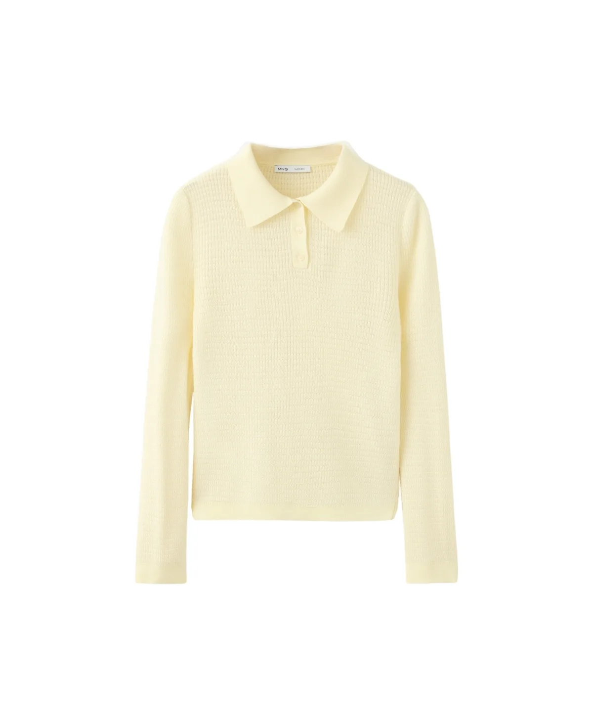 Textured Long-Sleeve Fitted Polo Neck Sweater by Mango
