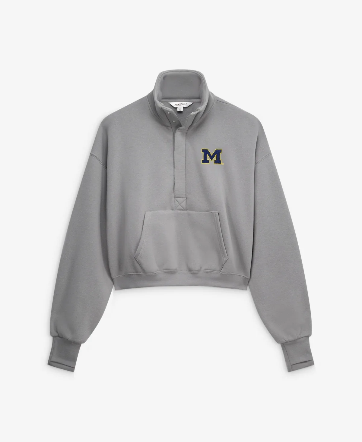 Michigan Wolverines Cropped Powerhouse Half-Snap Sweatshirt by Zoozatz
