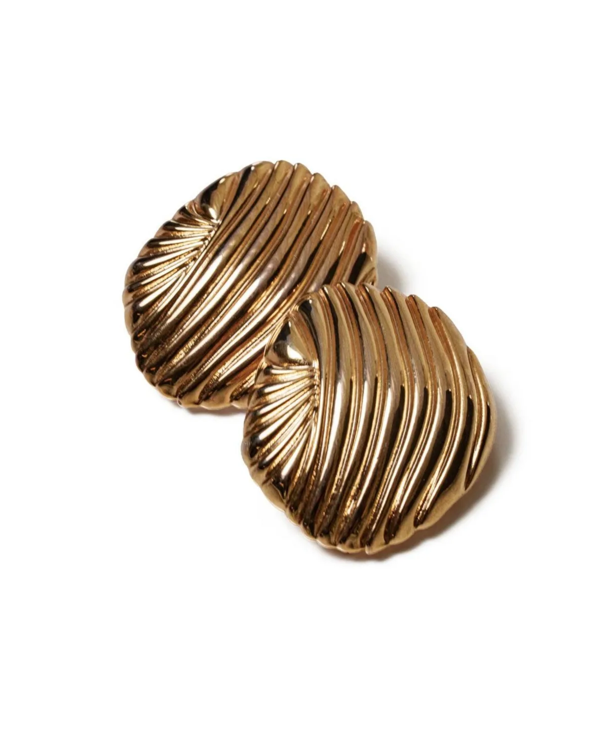 Gold-Tone Shell-Inspired Statement Stud Earrings by Jluxlabel