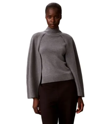 Mock Neck Cape Sleeveless Sweater by Calvin Klein