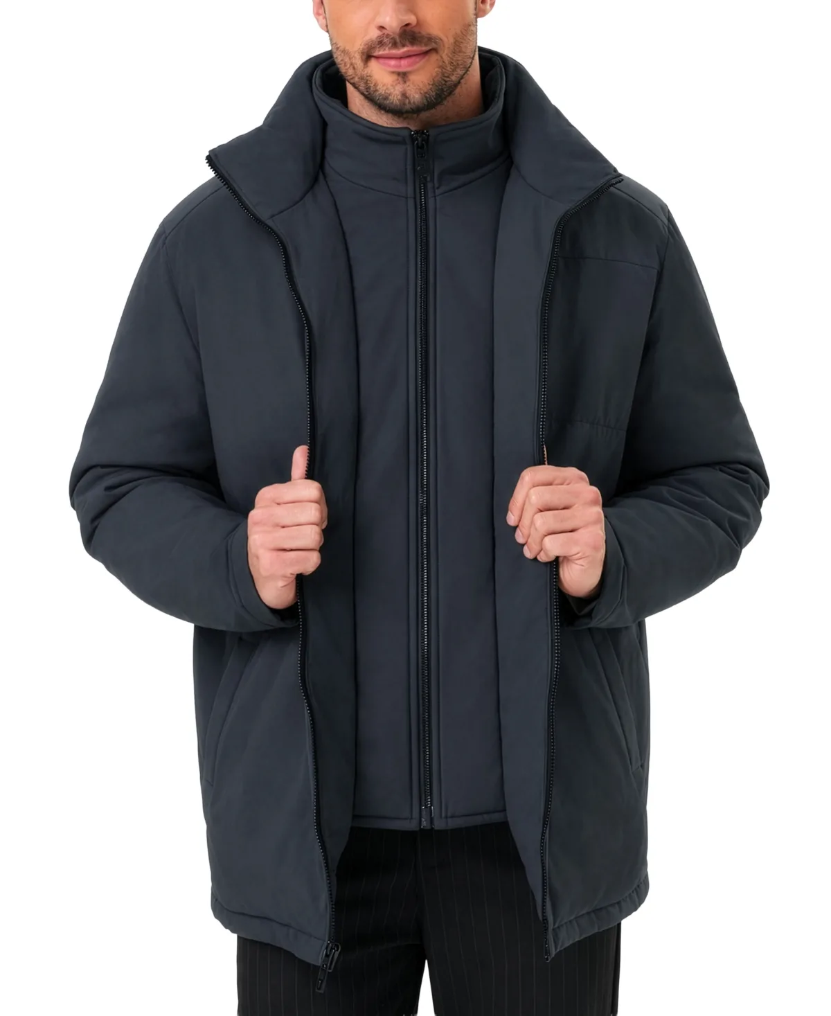 Commuter Stand Collar Built-In Bib Jacket by Hawke & Co
