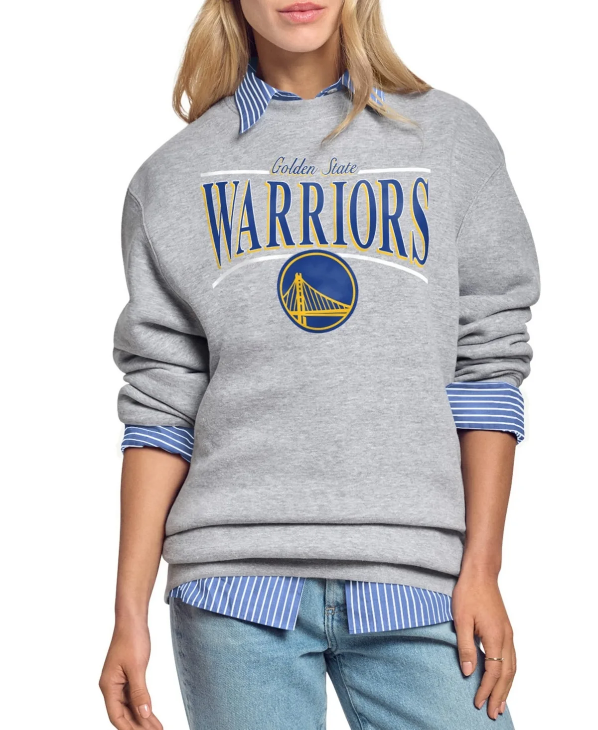 Golden State Warriors Arch Stripe Fleece Crewneck Sweatshirt by Starter